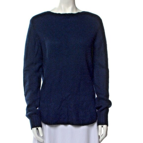 Nells Nelson Cashmere Wool Blend Top Size M / 38IT – Black & Blue – Bateau Neck - Picture 1 of 7
